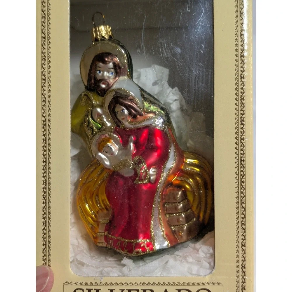 Silverado Holy Family Nativity Glass Christmas Ornament Joseph Mary Baby Jesus
